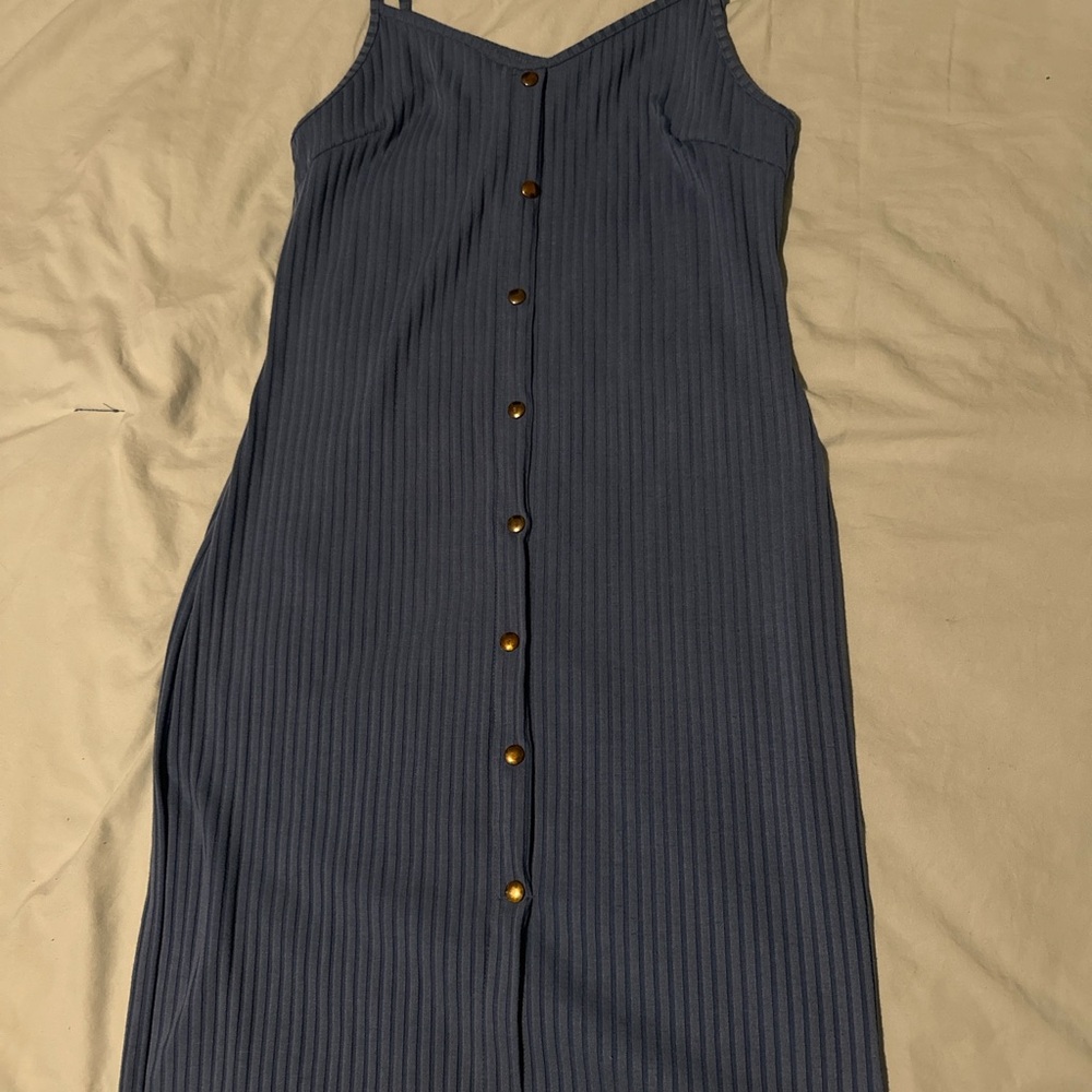 Elegant Blue Button-Down Dress
